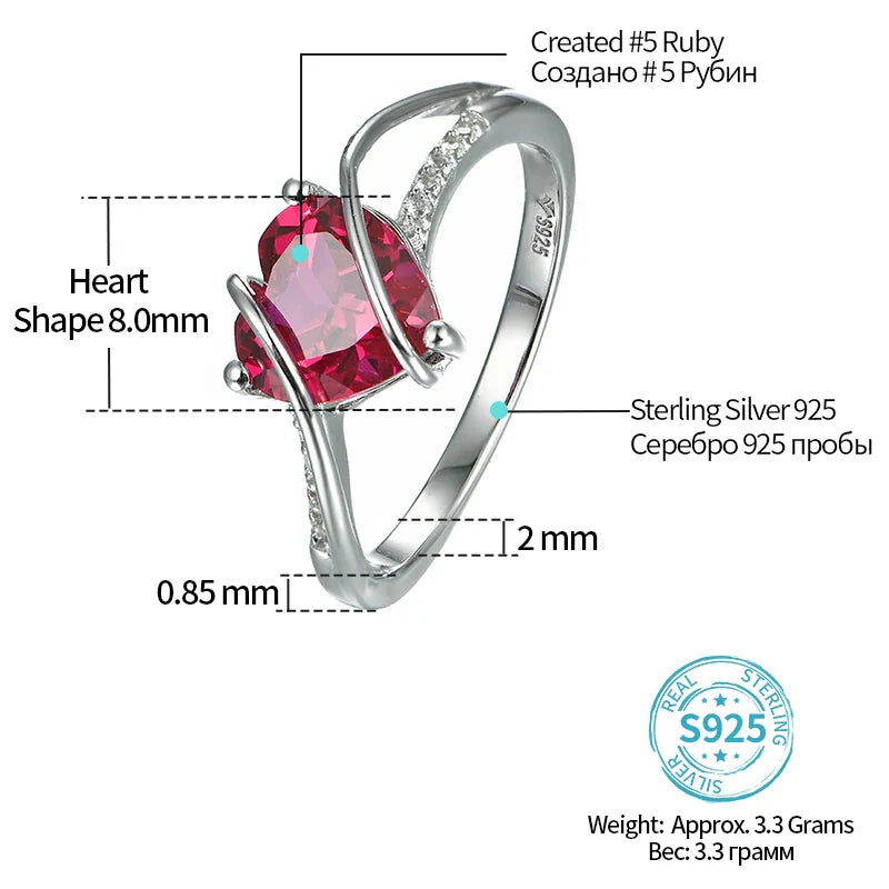 VVS1 D Color Heart Shape Ruby Promise Ring – 2.5 Carats.
