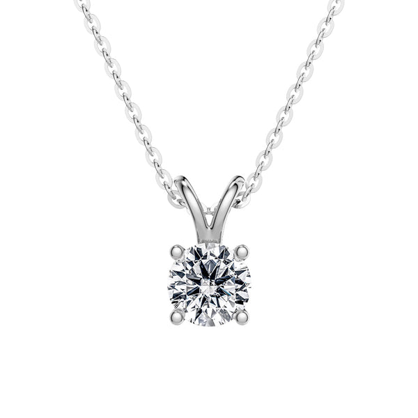1 CT. Round Moissanite Solitaire V Bale Pendant