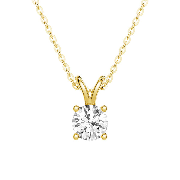 1 CT. Round Moissanite Solitaire V Bale Pendant