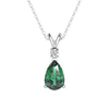 1.7 CT. Pear Shaped Emerald Solitaire Pendant with White Sapphire