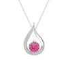 1 CT. Floating Pink Sapphire Tulip Pendant with Diamonds