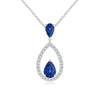 1.64 CT. Blue Sapphire and White Sapphire Drop Pendant