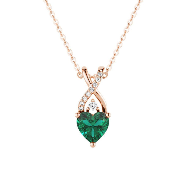 1.16 CT. Solitaire Heart Emerald and White Sapphire Pendant