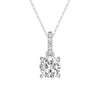 Cushion Cut Moissanite Hidden Halo with Moissanite Bail Fashion Pendant Necklace
