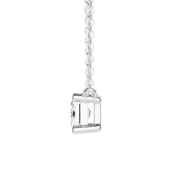 East West Emerald Cut Moissanite Solitaire Necklace