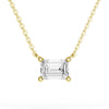 East West Emerald Cut Moissanite Solitaire Necklace