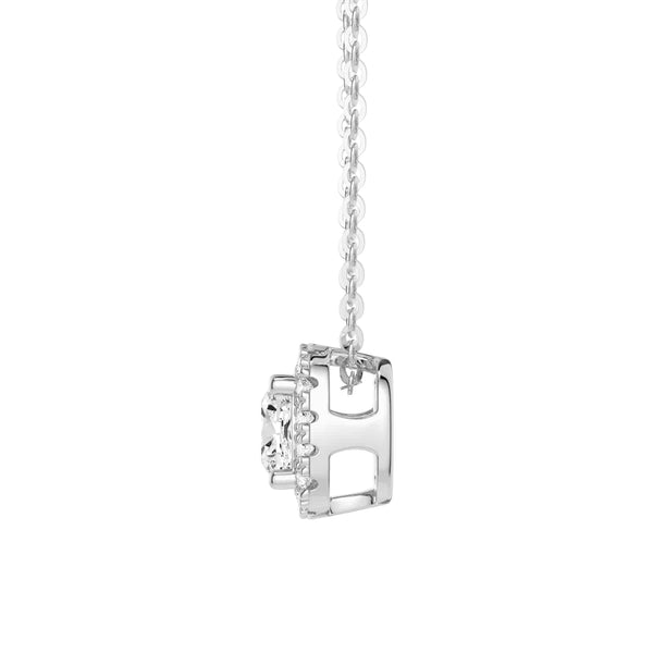 Cushion Cut Pavé Moissanite Halo Pendant Necklace