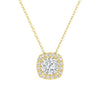 Cushion Cut Pavé Moissanite Halo Pendant Necklace