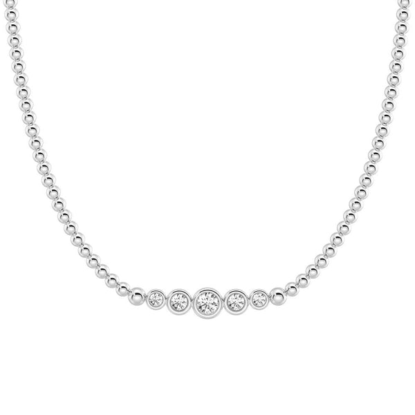 Lab Grown Diamond Five Stone Beaded Necklace