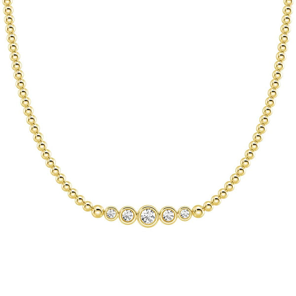 Lab Grown Diamond Five Stone Beaded Necklace
