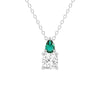 Toi Et Moi Emerald and Cushion Cut Lab Grown Diamond Pendant Necklace