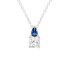 Toi Et Moi Sapphire and Cushion Cut Lab Grown Diamond Pendant Necklace