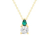 Toi Et Moi Emerald and Cushion Cut Lab Grown Diamond Pendant Necklace