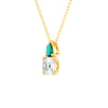 Toi Et Moi Emerald and Cushion Cut Lab Grown Diamond Pendant Necklace