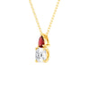 Toi Et Moi Ruby and Cushion Cut Lab Grown Diamond Pendant Necklace