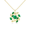 Round and Marquise Emerald Olive Branch Statement Necklace Pendant