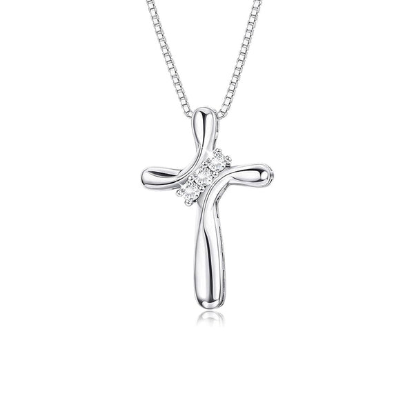 Modern Cross Necklace Pendant with Lab Grown Diamond Accents