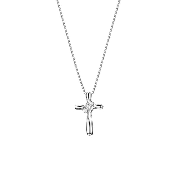 Modern Cross Necklace Pendant with Lab Grown Diamond Accents