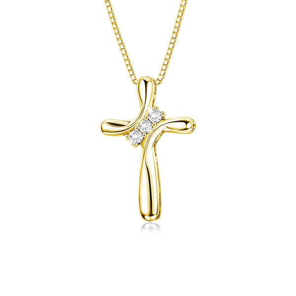 Modern Cross Necklace Pendant with Lab Grown Diamond Accents