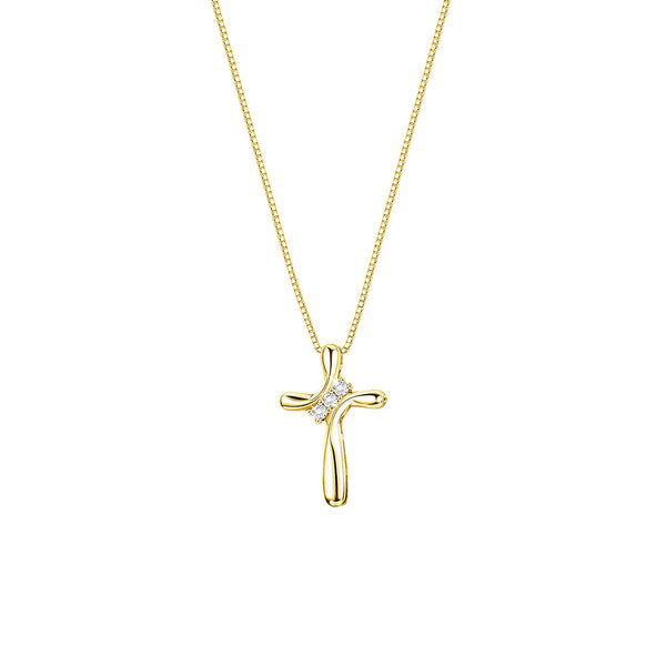 Modern Cross Necklace Pendant with Lab Grown Diamond Accents