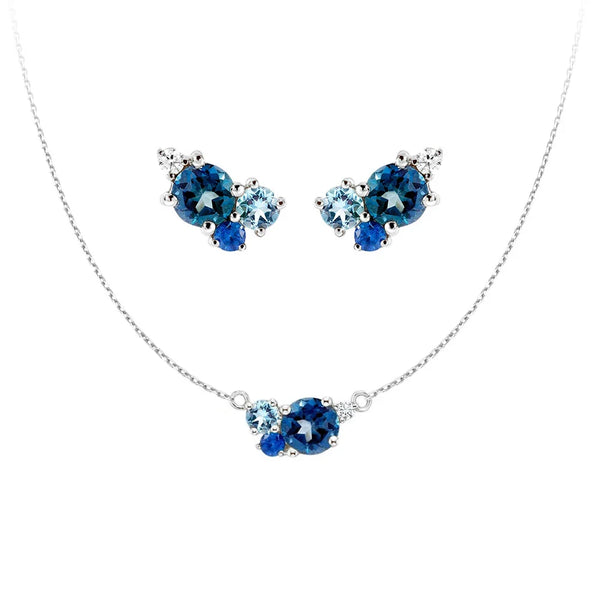 Ocean Breeze Cluster Necklace And Earrings Set