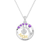 Custom Birthstone "Mom Forever" Tree of Life Necklace with Heart Pendant