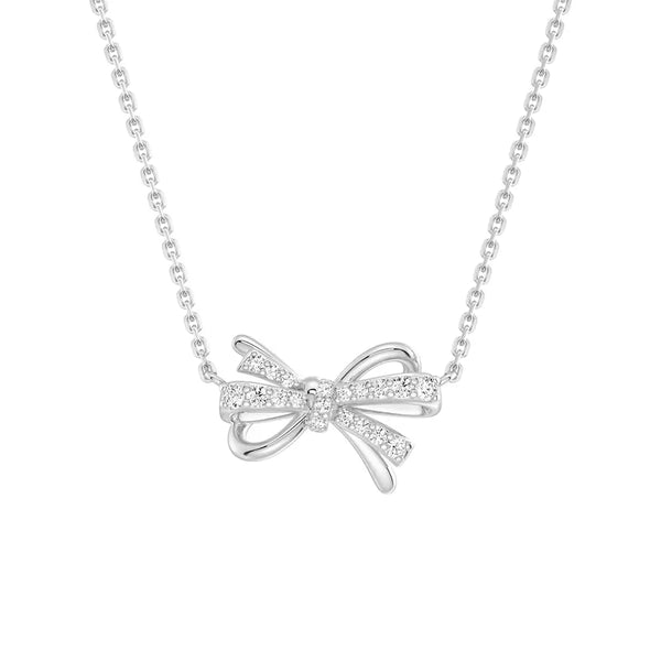 Filigree Bow Edge Moissanite Diamond Necklace