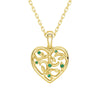 Asymmetrical Vine Motif Lab Grown Emerald Heart Necklace
