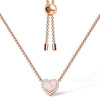 Pink Mother of Pearl & Moissanite Heart Pendant Necklace