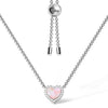 Pink Mother of Pearl & Moissanite Heart Pendant Necklace