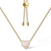 Pink Mother of Pearl & Moissanite Heart Pendant Necklace