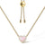 Pink Mother of Pearl & Moissanite Heart Pendant Necklace