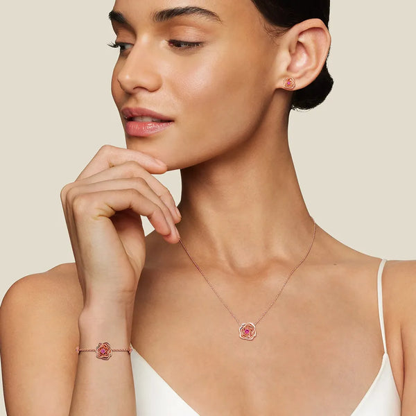 "Radiant Hope" Rose Pendant Necklace with Pink Sapphire