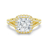 Halo Princess Cut Moissanite Engagement Ring With Split Band