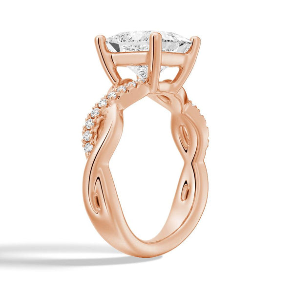 Twist Band Princess Cut Moissanite Ring Set with Matching Wedding Band