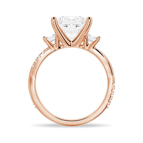 Twist Princess Cut Moissanite Couple's Ring Set with Men's Wedding Band