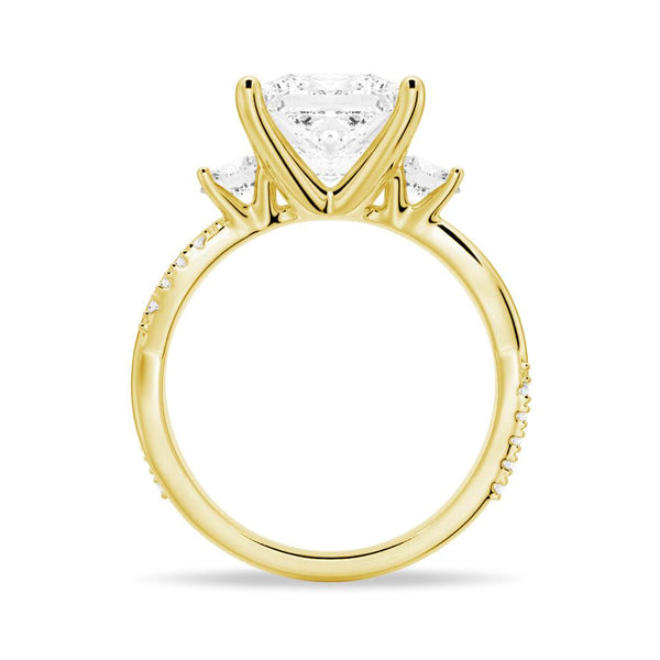 Twisted Band Princess CutThree Stone Moissanite Engagement Ring