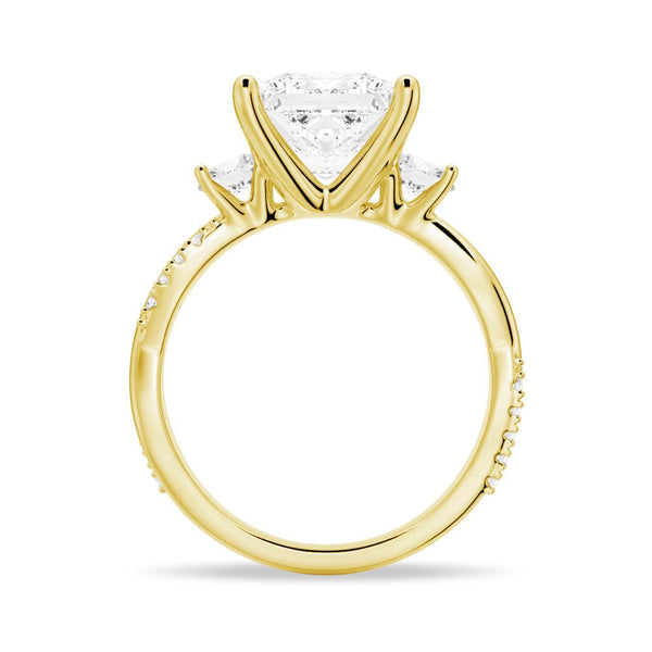 Twist Princess Cut Moissanite Couple's Ring Set with Men's Wedding Band