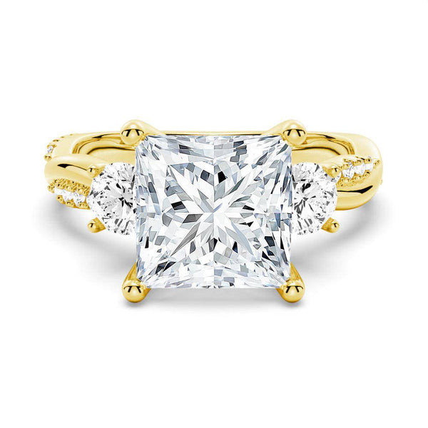 Twisted Band Princess CutThree Stone Moissanite Engagement Ring