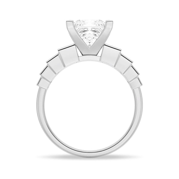 Unique Cinderella Staircase Princess Cut Moissanite Ring Set with Matching Wedding Band