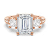 Emerald Shaped Three Stone Engagement Ring