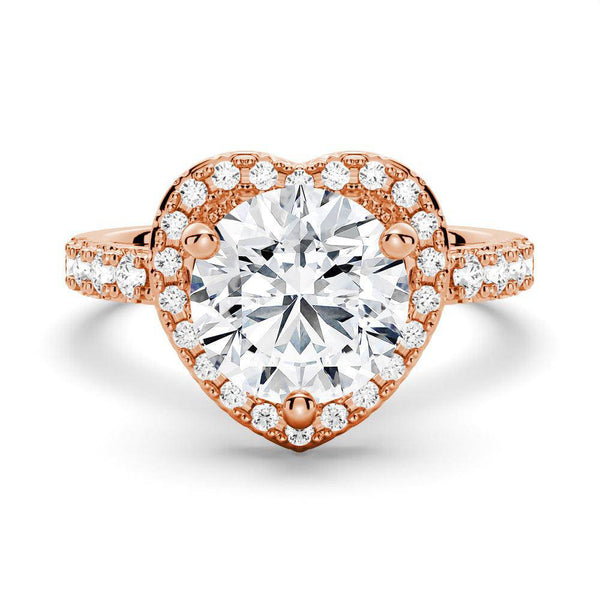 Brilliant Heart Moissanite Halo Engagement Ring