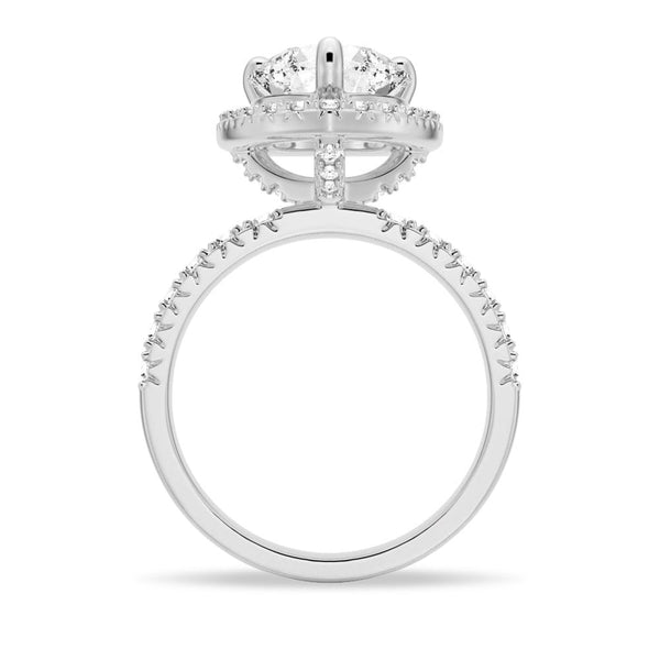 Brilliant Heart Moissanite Halo Engagement Ring