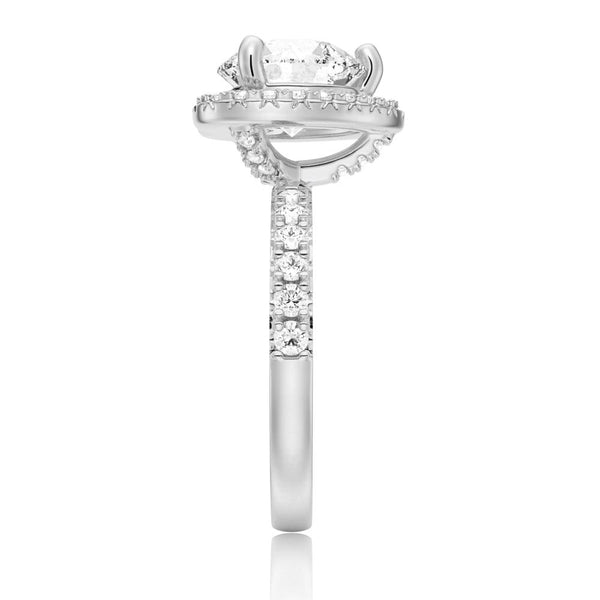 Brilliant Heart Moissanite Halo Engagement Ring