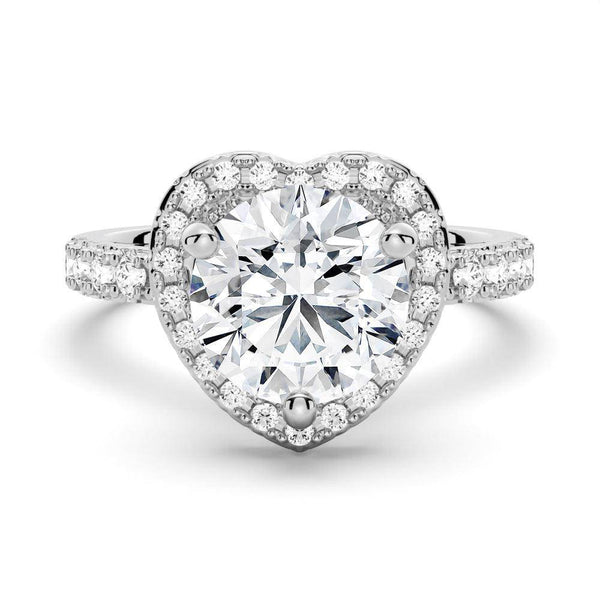 Brilliant Heart Moissanite Halo Engagement Ring