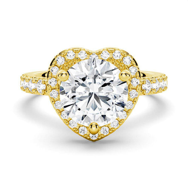 Brilliant Heart Moissanite Halo Engagement Ring