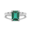 3 CT. Side Stone Lab Grown Emerald Engagement Ring With Hidden Halo