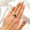 3 CT. Side Stone Lab Grown Emerald Engagement Ring With Hidden Halo