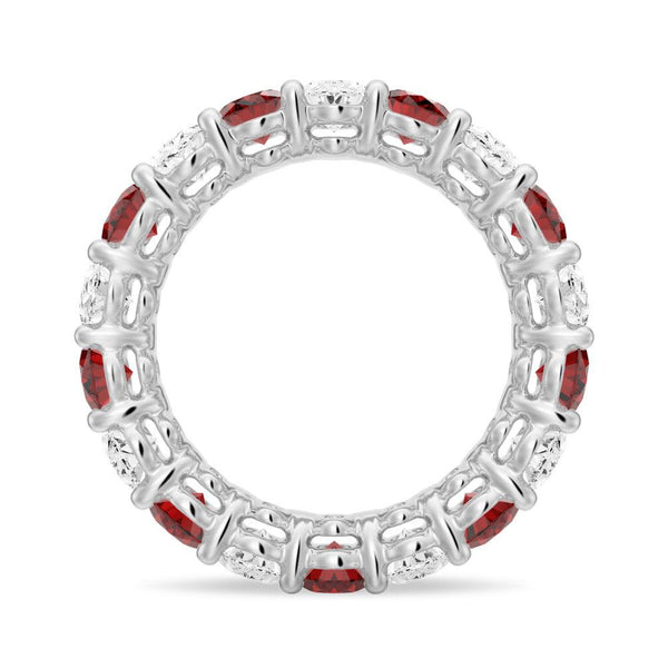 6.6 CT. Lab Grown White Sapphire with Garnet Gemstone Band