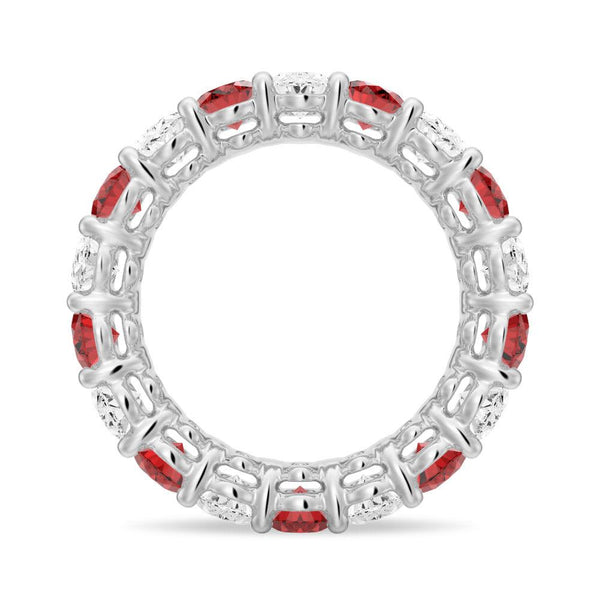 6.6 CT. Lab Grown White Sapphire with Ruby Gemstone Band